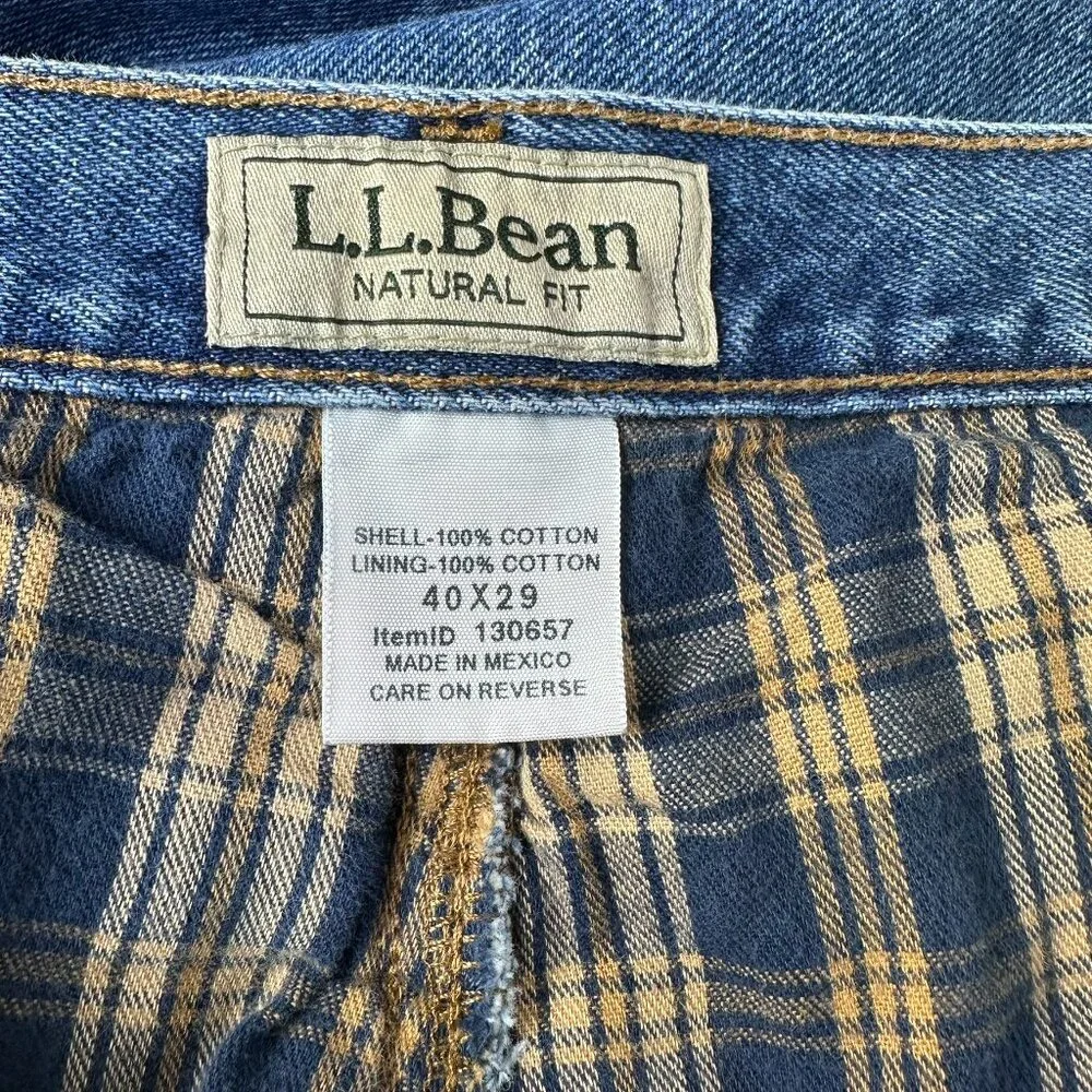 L.L. Bean Men's Double L Natural Fit Flannel-Lined Jeans, Size W 40 x L29, Stone
